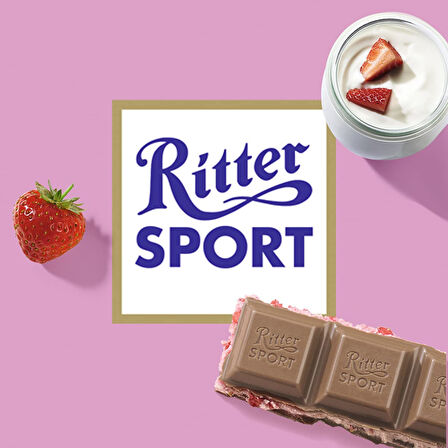 Ritter Sport Strawberry Yogurt - Çilek Parçacıklı ve Yağsız Yoğurt ve Çilekli Krema Dolgulu Sütlü Çikolata 100 g