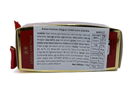 Lindt LINDOR Passionnement Fondan Lait - Kakao Kreması Dolgulu Sütlü Çikolata 75 g