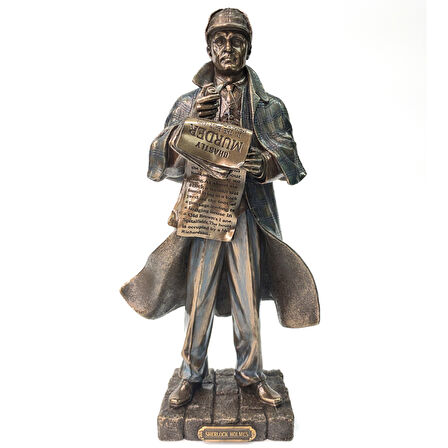 Sherlock Holmes Bronz Heykel Biblo Dekor