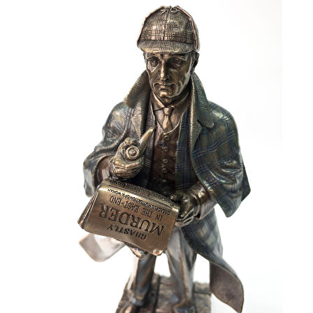 Sherlock Holmes Bronz Heykel Biblo Dekor