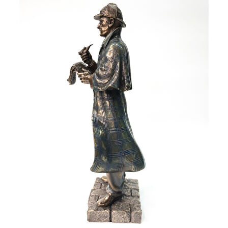 Sherlock Holmes Bronz Heykel Biblo Dekor