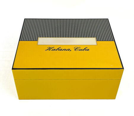 Puro Saklama Kutusu - Humidor Sarı/Kareli