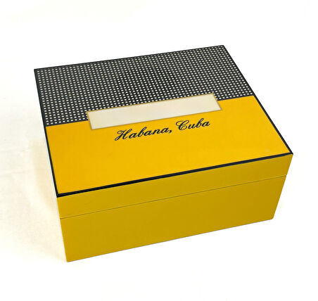 Puro Saklama Kutusu - Humidor Sarı/Kareli