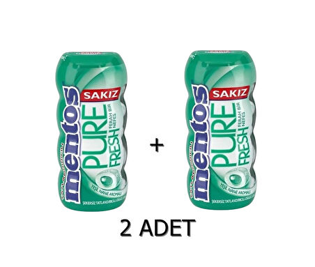 Mentos Pure Fresh Yeşil Nane Aromalı Sakız - Şekersiz(Tatlandırıcılı) 30g (2 ADET)