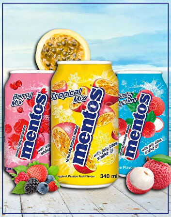 Mentos Tuzlu Liçi - Tropikal Meyve - Orman Meyveleri Aromalı 3'lü İçecek Set