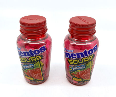 Mentos Sours Şekersiz Tatlandırıcılı C Vitaminli Çilek Aromalı Tablet Şekerleme 49gr X 2 Adet