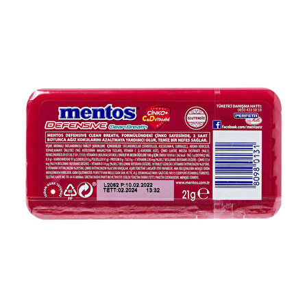 Mentos 2 Saat Clean Breath Vişne Aromalı Şeker 21G (2 ADET)