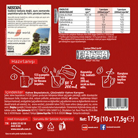 Nescafe 3ü1 Arada Original Granül Kahve 10'lu Paket (2 ADET)