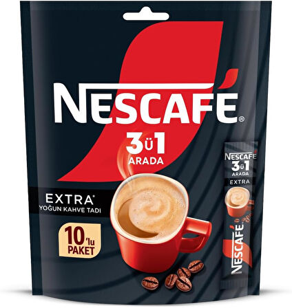 Nescafe 3ü1 Arada Extra Yoğun Kahve Tadı Granül Kahve 10'lu Paket