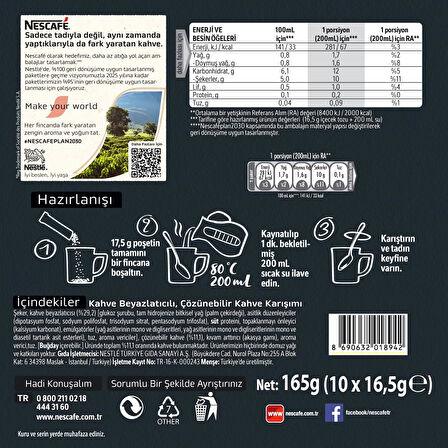 Nescafe 3ü1 Arada Extra Yoğun Kahve Tadı Granül Kahve 10'lu Paket (2 ADET)