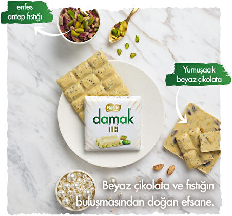 Nestle Damak İnci Antep Fıstıklı Beyaz Çikolata 6'lı Paket (6x60g)