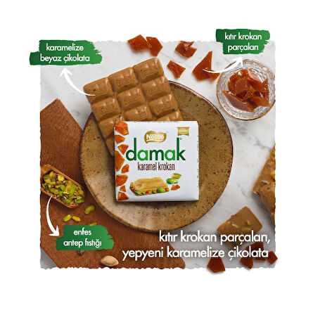 Nestle Damak Karamel Krokan Antep Fıstıklı Beyaz Çikolata 6'lı Paket (6x60g)