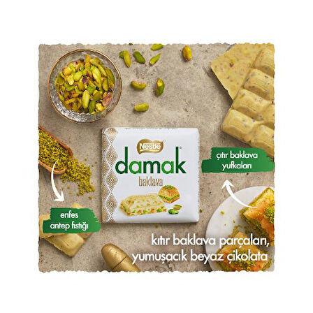 Nestle Damak Baklava Antep Fıstıklı Beyaz Çikolata 6'lı Paket (6x60g)