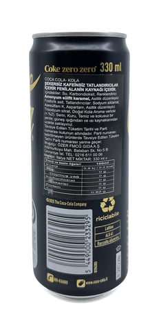 Coke Zero Zero Coca Kola 330 ml Şekersiz Kafeinsiz (6 ADET)