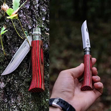 Opinel No 8 Laminated Birch Özel Seri Paslanmaz Bıçak (Kırmızı)