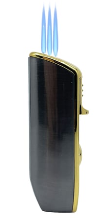 Parmida Metal Puro Çakmağı - 3'lü Jet Alevli Lüks Tasarım (Füme Altın Rengi)