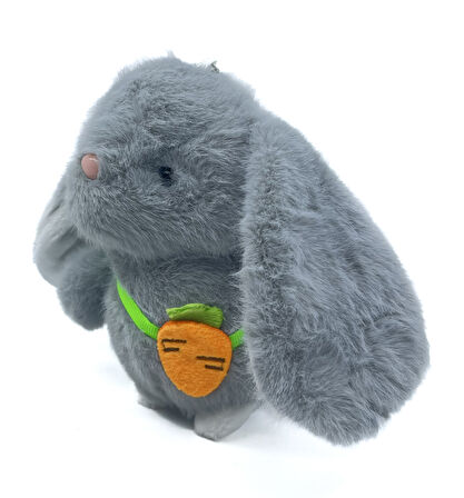 Sevimli Gri Tavşan Büyük Kulak Peluş Anahtarlık