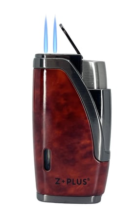 Z+Plus Çift Torch Alevli, Entegre Delicili (Punch) Lüks Puro Çakmağı - Maun & Füme
