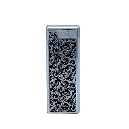 Metal Mum Alev Slim Çakmak Parlak Gri Model -1
