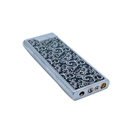 Metal Mum Alev Slim Çakmak Parlak Gri Model -1