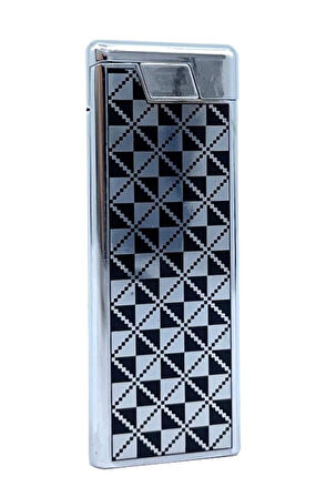 Metal Mum Alev Slim Çakmak Parlak Gri Model - 2