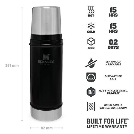 Stanley Klasik Vakumlu Termos 0.47 Lt - Matte Black Pebble