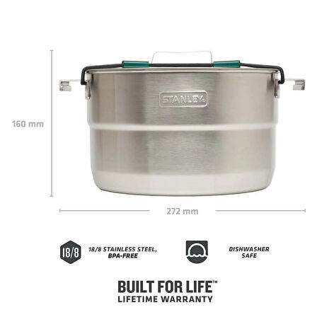 The Full Kitchen Base Camp Cook Set - Paslanmaz Çelik Kamp Pişirme Seti 3.5L  3.7QT