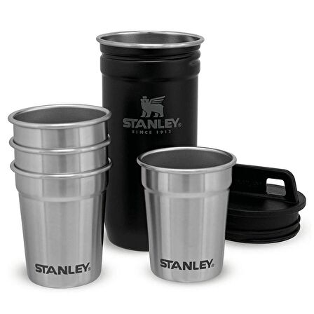 Stanley Adventure Çelik Shot Bardak ve Matara Seti - Matte Black Pebble