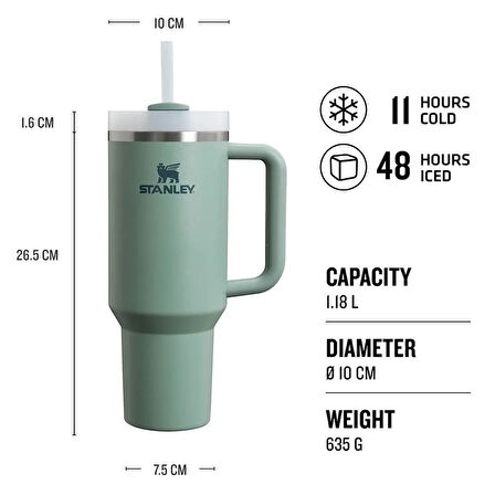 Stanley Quencher Pipetli Termos Bardak 1.18 Lt - Yeşil