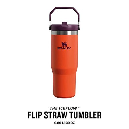 Stanley The IceFlow Flip Straw Pipetli Termos Bardak 0,89 LT (30 OZ) - Tigerlily