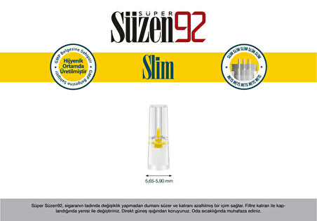 Süzen92 Sigara Ağızlığı Filtresi Slim 12 ADET