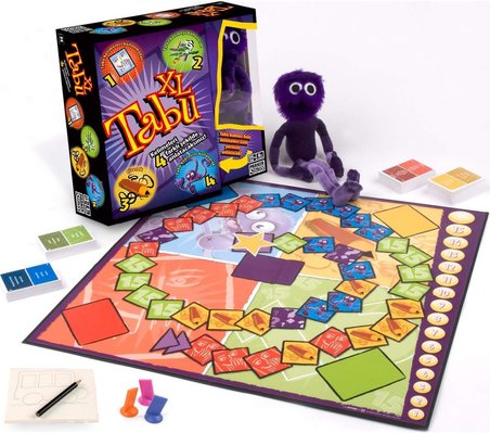 Hasbro Tabu XL Kutu Oyunu, 4 Farklı Oyun Alternatifi, Klasik Oyunun Yanı Sıra Çizerek, Tabu Kuklasıyla Anlatarak ve En Fazla 15 Kelime Kullanarak Tabu Oynayın