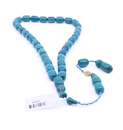 Kapsül Kesim Sıkma Kehribar Tesbih - Acı Yeşil 8,5 x 12,5 mm 