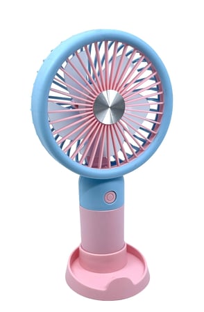 Şarjlı Taşınabilir El Pervanesi / Masa Üstü Mini Fan (Mavi-Pembe)