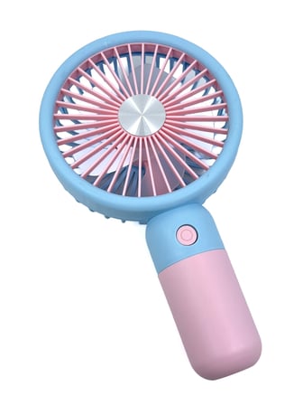 Şarjlı Taşınabilir El Pervanesi / Masa Üstü Mini Fan (Mavi-Pembe)