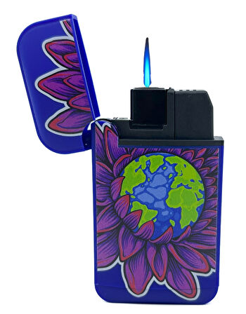 Zengaz Cool Tasarım Jet Alev Çakmak - Flower Earth