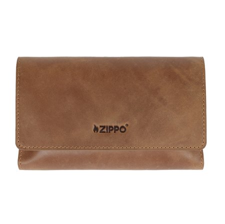 Zippo Deri tütün çantası, kahverengi, vintage tarzı, fermuarlı ve çakmak bölmeli tütün torbası, tütün ve aksesuarlar için yüksek kaliteli deri çanta