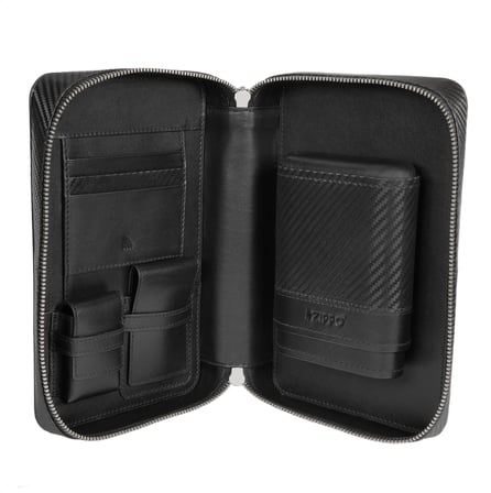Zippo Carbon Range Deri Puro Kılıfı Seyahat Tipi - Siyah