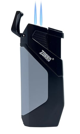 Zorro Çift Torch Pürmüz Puro Çakmağı - Açık Gri