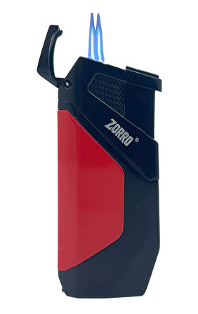 Zorro Çift Torch Pürmüz Puro Çakmağı - Siyah/Kırmızı