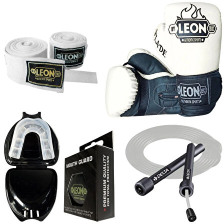 Leon Blade Training Boks Eldiveni, Bandaj Dişlik Atlama İpi Seti Beyaz