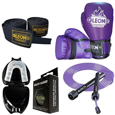 Leon Blade Training Boks Eldiveni, Bandaj Dişlik Atlama İpi Seti Mor