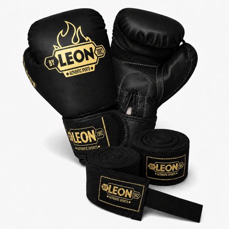 Leon Blade Training Boks Kick Boks Ve Muay Thai Eldiveni ve 3,5 m Bandaj Seti 
