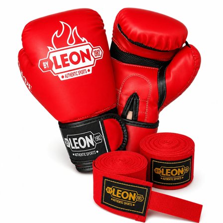 Leon Blade Training Boks Kick Boks Ve Muay Thai Eldiveni ve 3,5 m Bandaj Seti 