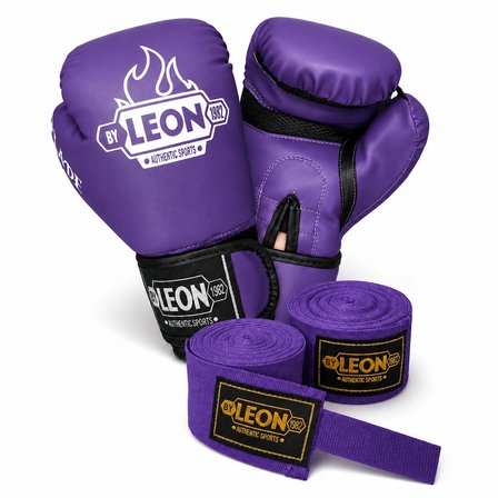 Leon Blade Training Boks Kick Boks Ve Muay Thai Eldiveni ve 3,5 m Bandaj Seti 