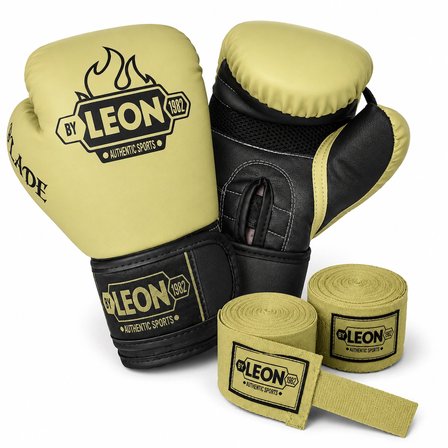 Leon Blade Training Boks Kick Boks Ve Muay Thai Eldiveni ve 3,5 m Bandaj Seti 