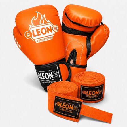 Leon Blade Training Boks Kick Boks Ve Muay Thai Eldiveni ve 3,5 m Bandaj Seti 
