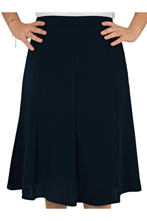 Kısa Büyük Beden Yarım Kloş Astarlı 8 Parçalı Portoriko Kumas Etek