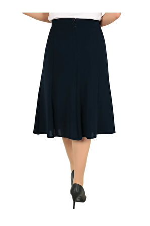 Kısa Büyük Beden Yarım Kloş Astarlı 8 Parçalı Portoriko Kumas Etek