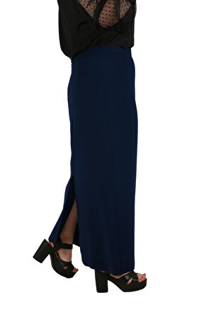 Uzun Büyük Beden Yırtmaçlı Astarlı Portoriko Anne Eteği